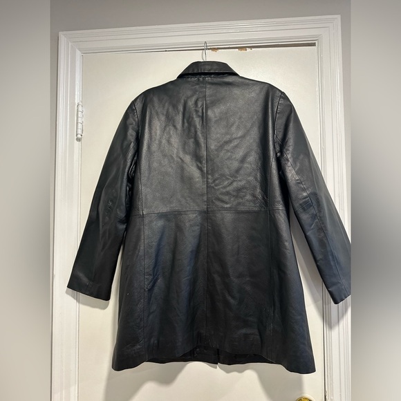 Colebrook Women's XL Black Leather Classic Mid Length Lined Coat Jacket. - Picture 2 of 14